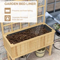 Outsunny 45 x 105cm Wooden Garden Planter, with Trellis - Natural(m-6)