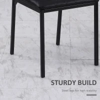 HOMCOM Modern Dining Chairs Upholstered Faux Leather Accent Chairs with Metal Legs for Kitchen, Set of 4, Black(m-4)