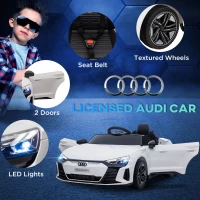 HOMCOM Audi Licensed 12V Kids Electric Ride-On, with Remote Control, Suspension System, Lights, Music, Motor - White(m-4)