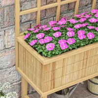 Outsunny 45 x 105cm Wooden Garden Planter, with Trellis - Natural(m-8)
