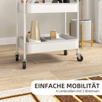 HOMCOM Keukenwagen met 3 planken, 4 wielen, 45 cm x 30,6 cm x 79 cm, Wit(m-5)