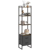 HOMCOM Four-Tier Industrial Display Shelf, with Bottom Drawers