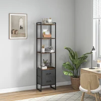 HOMCOM Four-Tier Industrial Display Shelf, with Bottom Drawers(m-10)