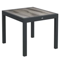 Outsunny Extending Garden Table, Outdoor Dining Table for 6, Aluminium Frame Rectangular Patio Table with Plastic Board Tabletop,80/160L x 80W x 75H cm, Grey(m-11)