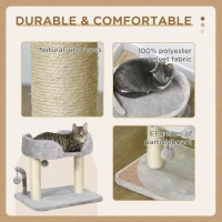 PawHut 42cm Indoor Cat Tree, with Toy Balls, Sisal Scratching Post - Light Grey(m-4)