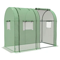 Outsunny Mini-kas Kweekkas, 2 plantgebieden, oprolbare deuren, 185 x 94 x 150 cm, Groen(m-10)