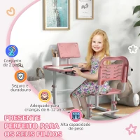 ZONEKIZ Conjunto de Secretária e Cadeira para Crianças com Altura Ajustável e Ângulo da Mesa Ajustável 80x49,5x82-104 cm Rosa(m-4)