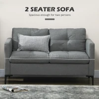 HOMCOM Two-Seater Sofa, with Steel Legs - Grey(m-4)