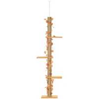 PawHut Árvore para Gatos do Chão ao Teto 37x21x202-242 cm Torre Arranhador para Gatos com Altura Ajustável 3 Plataformas Laranja(m-11)
