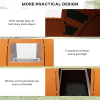 Outsunny 4-6 Man Camping Tent w/ Two Bedroom, Hiking Sun Shelter, UV Protection Tunnel Tent, Orange(m-6)