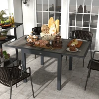 Outsunny Extending Garden Table, Outdoor Dining Table for 6, Aluminium Frame Rectangular Patio Table with Plastic Board Tabletop,80/160L x 80W x 75H cm, Grey(m-2)