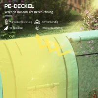 Outsunny Mini-kas Kweekkas, 2 plantgebieden, oprolbare deuren, 185 x 94 x 150 cm, Groen(m-5)