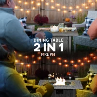 Outsunny 71cm 50,000 BTU Gas Fire Pit Table with Cover and Glass Screen - Grey(m-4)