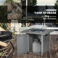 Outsunny 71cm 50,000 BTU Gas Fire Pit Table with Cover and Glass Screen - Grey(m-6)