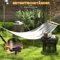 Outsunny Houten Hangmatstandaard, geschikt voor hangmatten tot 280 cm, Staal, 285L x 125B x 110H cm, Zwart(m-7)