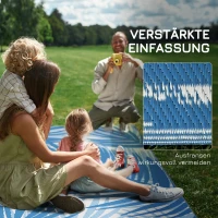 Outsunny Waterdicht Buiten Vloerkleed, Bladeren Patroon, 182x274cm, Blauw/Crème(m-8)