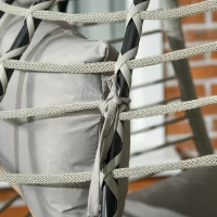 Outsunny hangstoel, zit- en rugkussen, opvouwbare zitschaal, bekerhouder, metalen frame, grijs(m-9)