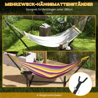Outsunny Houten Hangmatstandaard, geschikt voor hangmatten tot 280 cm, Staal, 285L x 125B x 110H cm, Zwart(m-5)