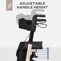 HOMCOM 4 Wheel Rollator with Seat and Back, Folding Mobility Walker with Carry Bag, Adjustable Height, Dual Brakes, Cane Holder, Lightweight Aluminium Walking Frame for Seniors and Disabled, Gold Tone(m-7)