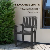 Outsunny Set of Two Minimal Metal Garden Chairs - Black(m-5)