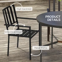 Outsunny Set of Two Minimal Metal Garden Chairs - Black(m-6)