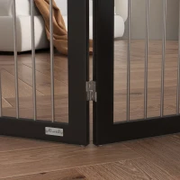 PawHut Foldable Dog Gate, Freestanding Pet Gate, with Two Support Feet, for Staircases, Hallways, Doorways - Black(m-8)