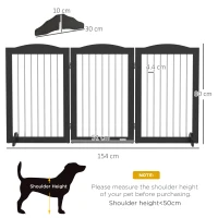 PawHut Foldable Dog Gate, Freestanding Pet Gate, with Two Support Feet, for Staircases, Hallways, Doorways - Black(m-3)