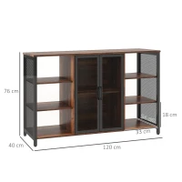 HOMCOM Aparador de Cozinha Industrial Móvel de Armazenamento de Garrafas para Bar Sala Cozinha 120x40x76 cm Castanho Rústico(m-3)