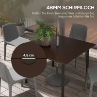 Outsunny Tuinset met parasolgat, metalen frame, 100x100x72 cm, bruin/zwart(m-4)