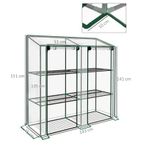 Outsunny Estufa de Jardim de 3 Níveis Estufa de Terraço para Cultivo de Plantas em Pátio 143x46x141/151 cm Transparente(m-3)