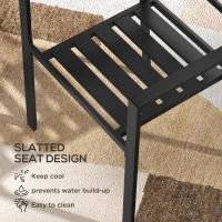Outsunny Set of Two Minimal Metal Garden Chairs - Black(m-4)