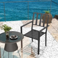 Outsunny Set of Two Minimal Metal Garden Chairs - Black(m-7)