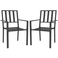 Outsunny Set of Two Minimal Metal Garden Chairs - Black(m-11)