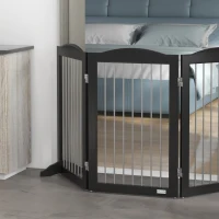 PawHut Foldable Dog Gate, Freestanding Pet Gate, with Two Support Feet, for Staircases, Hallways, Doorways - Black(m-9)
