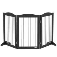 PawHut Foldable Dog Gate, Freestanding Pet Gate, with Two Support Feet, for Staircases, Hallways, Doorways - Black(m-1)