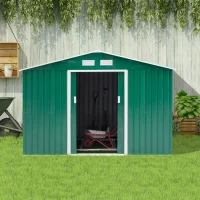 Outsunny Casuta Gradina Verde 277×191×192 cm – Lamiera din Fier(m-13)