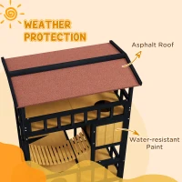 PawHut Outdoor Cat Shelter, Four-Tier Wooden Feral Cat House, with Suspension Bridge, Cat Houses, Balcony, Escape Doors(m-5)