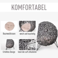 PawHut Domek dla kota z poduszką Miejsce do spania dla kota Jaskinia dla kota podwyższone nogi rattan PVC(m-5)