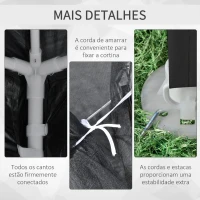 Outsunny Tenda de Jardim 4x3 m Tenda Dobrável com 4 Mosqueteiras Laterais 2 Portas e 8 Orifícios de Drenagem Cinza Escuro(m-6)
