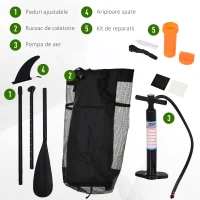 HOMCOM Placa Gonflabila SUP Stand Up Paddle cu Vasla Verde 302 x 76 x 15 cm(m-5)