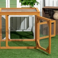 PawHut Wooden Chicken Coop with Perches, Doors, Combinable Design, for 2-4 Chickens - Natural Wood Colour(m-9)