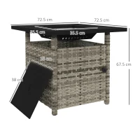 Outsunny 72.5 x 72.5cm 50,000 BTU Fire Pit Table, with Cover - Grey(m-3)