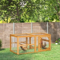 PawHut Wooden Chicken Coop with Perches, Doors, Combinable Design, for 2-4 Chickens - Natural Wood Colour(m-10)
