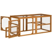 PawHut Wooden Chicken Coop with Perches, Doors, Combinable Design, for 2-4 Chickens - Natural Wood Colour(m-1)