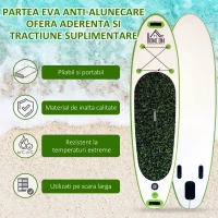 HOMCOM Placa Gonflabila SUP Stand Up Paddle cu Vasla Verde 302 x 76 x 15 cm(m-6)