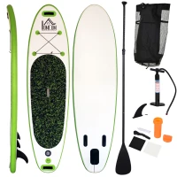 HOMCOM Placa Gonflabila SUP Stand Up Paddle cu Vasla Verde 302 x 76 x 15 cm(m-1)