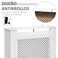 HOMCOM Cubre Radiadores, 78x19x82 cm, Cubierta para Radiador Moderna de MDF, con Estante Superior y Listones, para Salón, Dormitorio, Pasillo, Blanco(m-6)