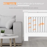 HOMCOM Cubre Radiadores, 78x19x82 cm, Cubierta para Radiador Moderna de MDF, con Estante Superior y Listones, para Salón, Dormitorio, Pasillo, Blanco(m-4)