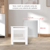 HOMCOM Cubre Radiadores, 78x19x82 cm, Cubierta para Radiador Moderna de MDF, con Estante Superior y Listones, para Salón, Dormitorio, Pasillo, Blanco(m-7)