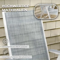Outsunny Grijze en witte tuinstoel - Loungestoel voor buiten, weerbestendig, 62cm x 96cm x 108cm(m-7)